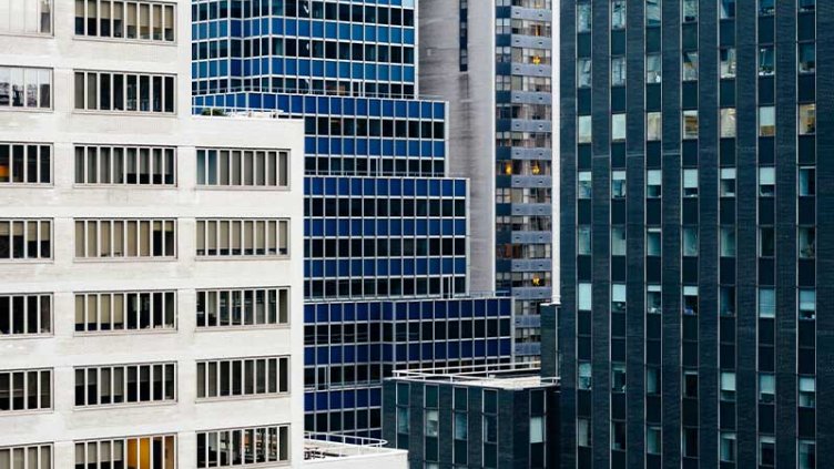 Closed frame of skyscrapers