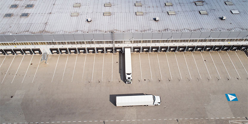 Aerial view of a warehouse