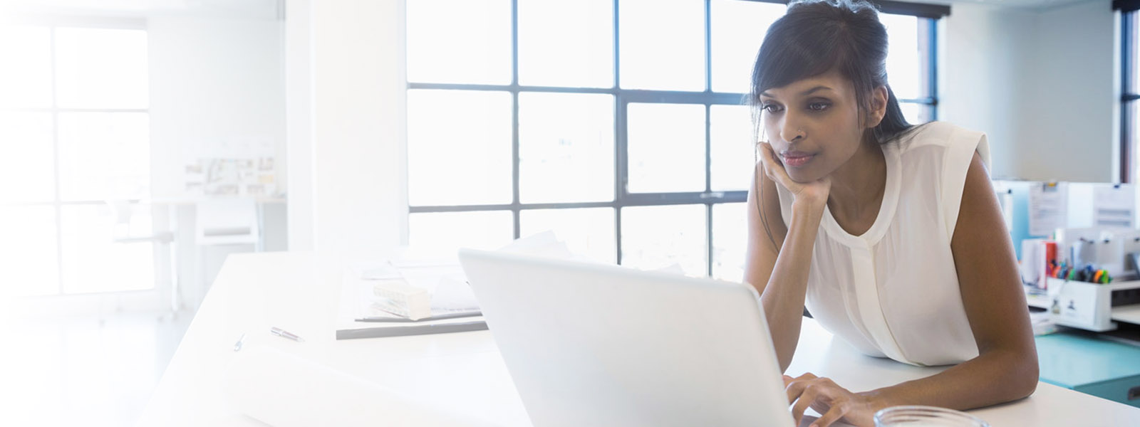 Woman working on laptop